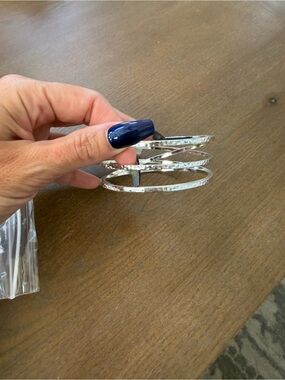 Premier Designs Silver-Tone Hammered Multi-Row Cuff Bracelet